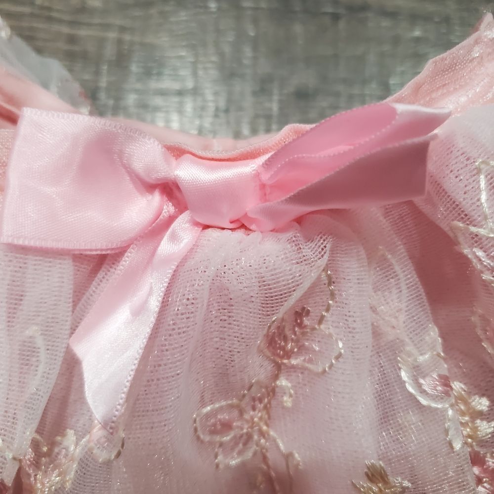 Baby Girl Tutu Size 0-6 Months Little Me Pink Floral Embroidered Diaper Cover - Picture 3 of 6